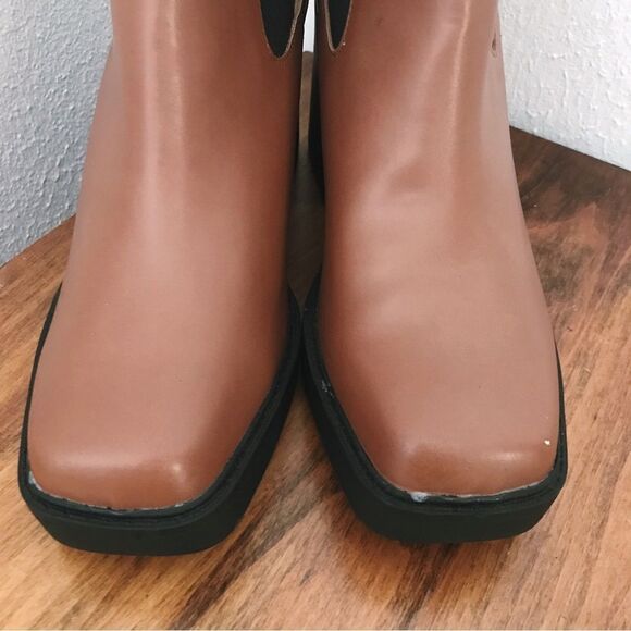 MIA Dru Chelsea Platform Boot Bootie Chunky Block Heel‎ Brown Black Size 11 - Picture 4 of 14